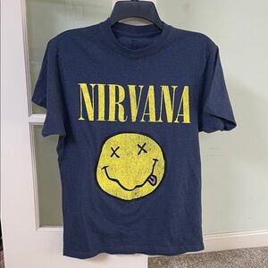 Nirvana Graphic T-Shirt in Navy and Yellow